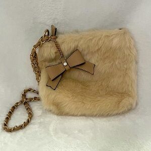 Beautiful Faux Fur Evening Bag with Chain